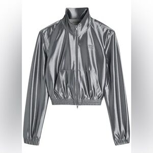 Alexander Wang Satin Track Jacket Silver Small